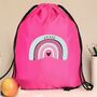 Personalised Drawstring Kit Bag With Rainbow, thumbnail 3 of 3