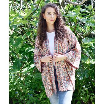 Red, Blue And Orange Paisley Viscose Summer Jacket, 5 of 6