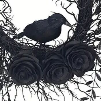 Spooky Raven Black Twig Halloween Wreath, 3 of 7