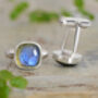 Natural Labradorite Cufflinks In Solid Sterling Silver, thumbnail 3 of 3