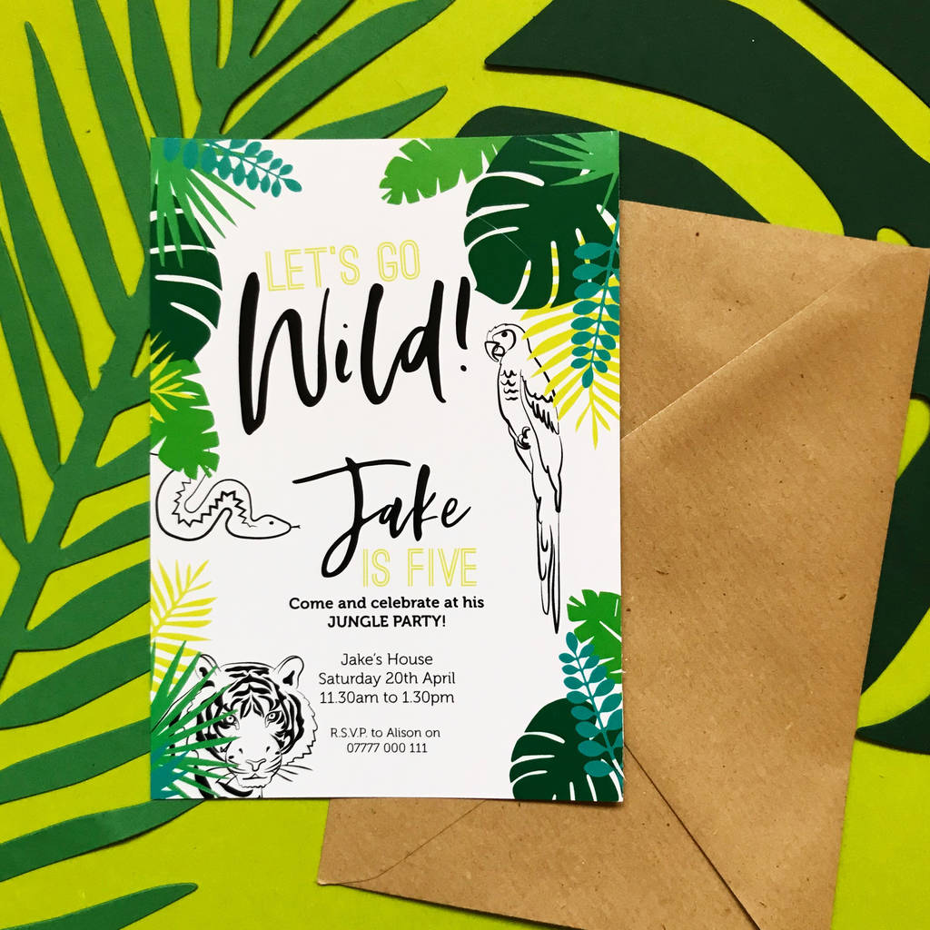 Let's Go Wild Invitations Pack Of Eight, 1 of 3