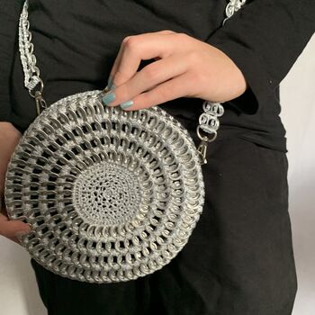 Circular Fashion Daisy Chain Crochet Ring Pulls Bag, 2 of 12