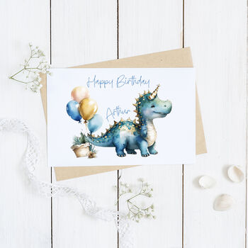 Personalised Dragon 1st Birthday Card, 2 of 2