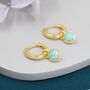 Sterling Silver Dangling Green Opal Hoop Earrings, thumbnail 2 of 12