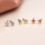 Silver And Gold Plated Triple Star Stud Earring Set, thumbnail 3 of 5