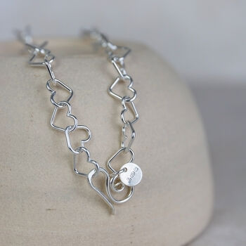 Sterling Silver Geo Heart Chain Necklace, 3 of 4