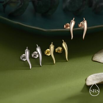 Sterling Silver Tiny Chili Pepper Stud Earrings, 7 of 12