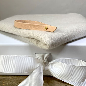 Cashmere Wrap With Personalised Leather Band, 8 of 12