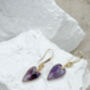 Amethyst Heart Earrings Real 18k Gold Plated, thumbnail 4 of 7