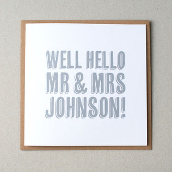'Well Hello Mr And Mrs' Personalised Wedding Card, 2 of 5