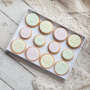 Personalised You're Engaged Iced Biscuits Box Of 12, 2 of 3