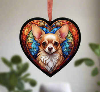 Chihuahua Stained Glass Effect Heart Suncatcher, 7 of 7