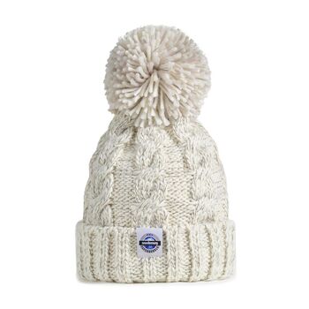 Oatmeal Cable Reflective Super Bobble Hat, 3 of 6