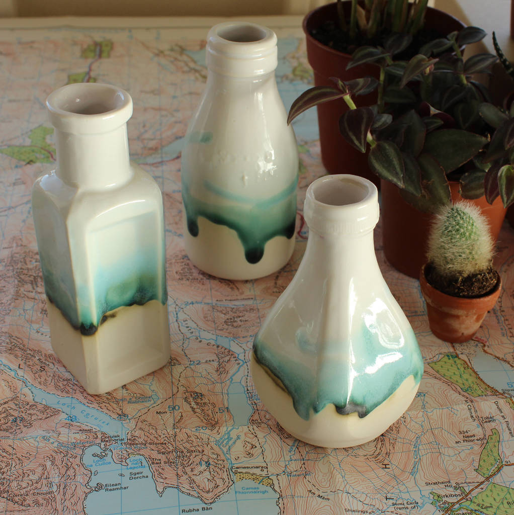 Gift Set Of Three Bottle Vases By Helen Rebecca Ceramics