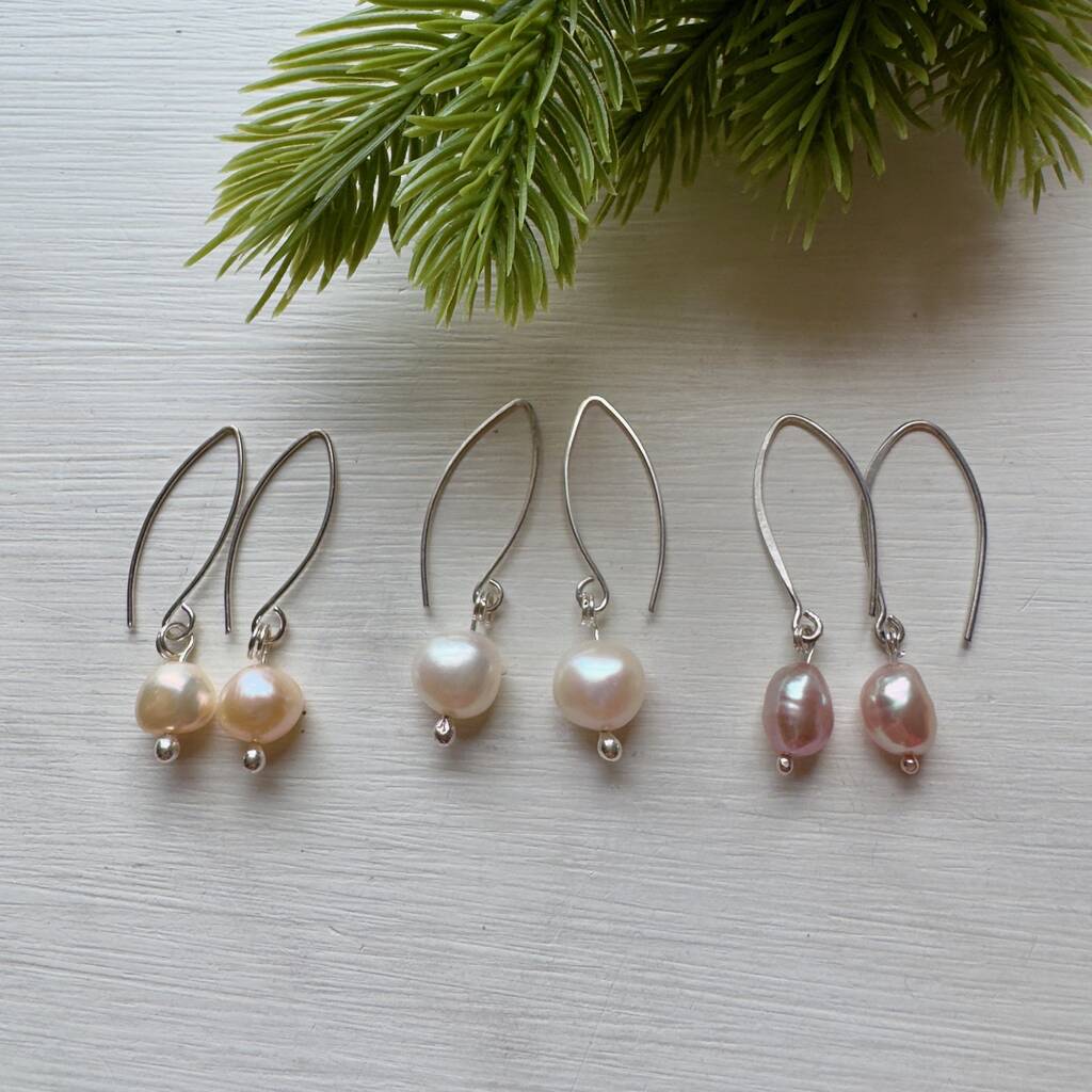 Drop Pearl Earrings On Long Hooks, 1 of 4
