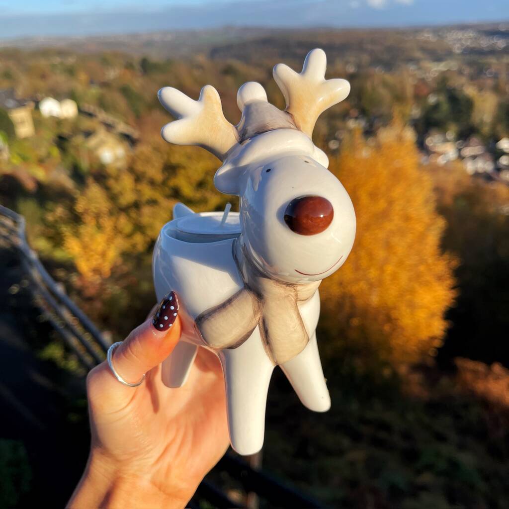 Christmas Reindeer Ceramic T Light Holder, 1 of 6