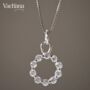 Sterling Silver 925 Circle Cz Pendant Necklace, thumbnail 2 of 6