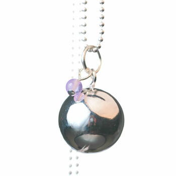 Harmony Ball Pregnancy Necklace With Amethyst Pearl, 3 of 7