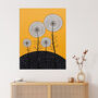 Dandelion Hill Folk Style Yellow Black Wall Art Print, thumbnail 1 of 6