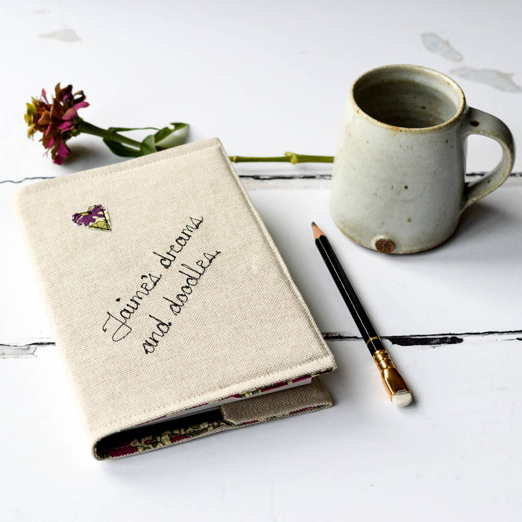 Personalised Embroidered Linen Notebook, 1 of 12