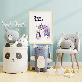 You Are So Loved Unicorn Nursery Print, 4 of 5