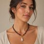 Semi Precious Gemstone Necklace With Baroque Pearl Drop, thumbnail 4 of 9