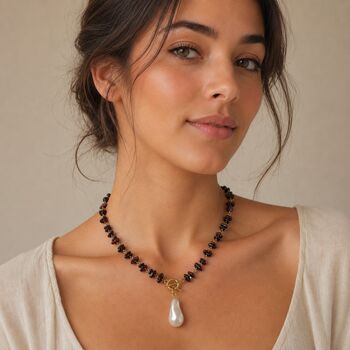 Semi Precious Gemstone Necklace With Baroque Pearl Drop, 4 of 9