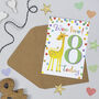 Giraffe 8th Birthday Card, thumbnail 1 of 2