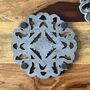 Mango Wood Carved Trivet Hot Food Surface Protector, thumbnail 8 of 9