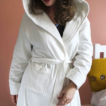 Personalised Message Long White Robe Dressing Gown Gift, 3 of 5