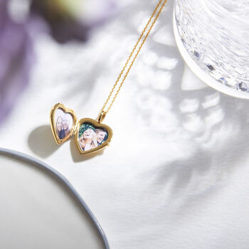 18 K Gold Plated Heart Locket With Photos And Engraving, 10 of 12