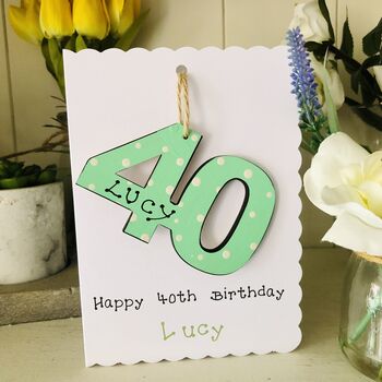 Personalised 40th Birthday Card Wooden Number Gift, 2 of 4