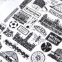 Manchester Illustrated Black And White Tea Towel, thumbnail 2 of 7
