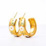 Gold Floral Enamel Hoop Earrings In A Gift Box, thumbnail 2 of 6