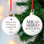 Personalised Mr And Mrs Bauble, thumbnail 1 of 3