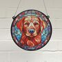 Labrador Red Stained Glass Effect Suncatcher, thumbnail 1 of 6