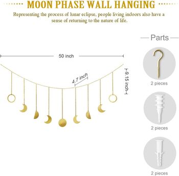 Gold Bohemian Moon Phase Garland For Home Office, 3 of 8