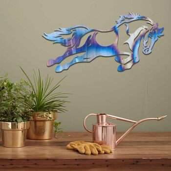 Rusted Metal Horse Jumping Horse Wall Art Decor, 5 of 11