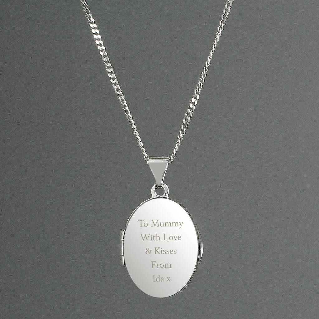 Personalised Sterling Silver Oval Locket Necklace By Creativity by