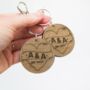 Personalised Love Heart Wooden Oak Token Keyring Set, thumbnail 1 of 6