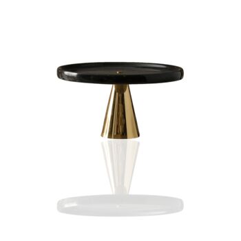 White Marble Serving Stand With Brass Cone Base, 3 of 5
