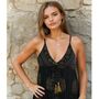 'Astrid' Black And Gold Indian Print Crepe Dress, thumbnail 2 of 5