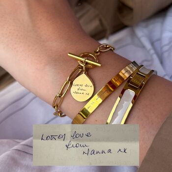 Personalised Handwriting T Bar Bracelet With Paperclip Chain, 4 of 8