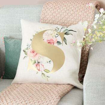 Personalised Floral Initial Cushion Gift For Home, 2 of 2