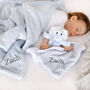 Personalised Blue Sherpa Blanket And Lion Comforter Set, thumbnail 3 of 8