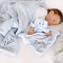 Personalised Blue Sherpa Blanket And Lion Comforter Set, thumbnail 4 of 10