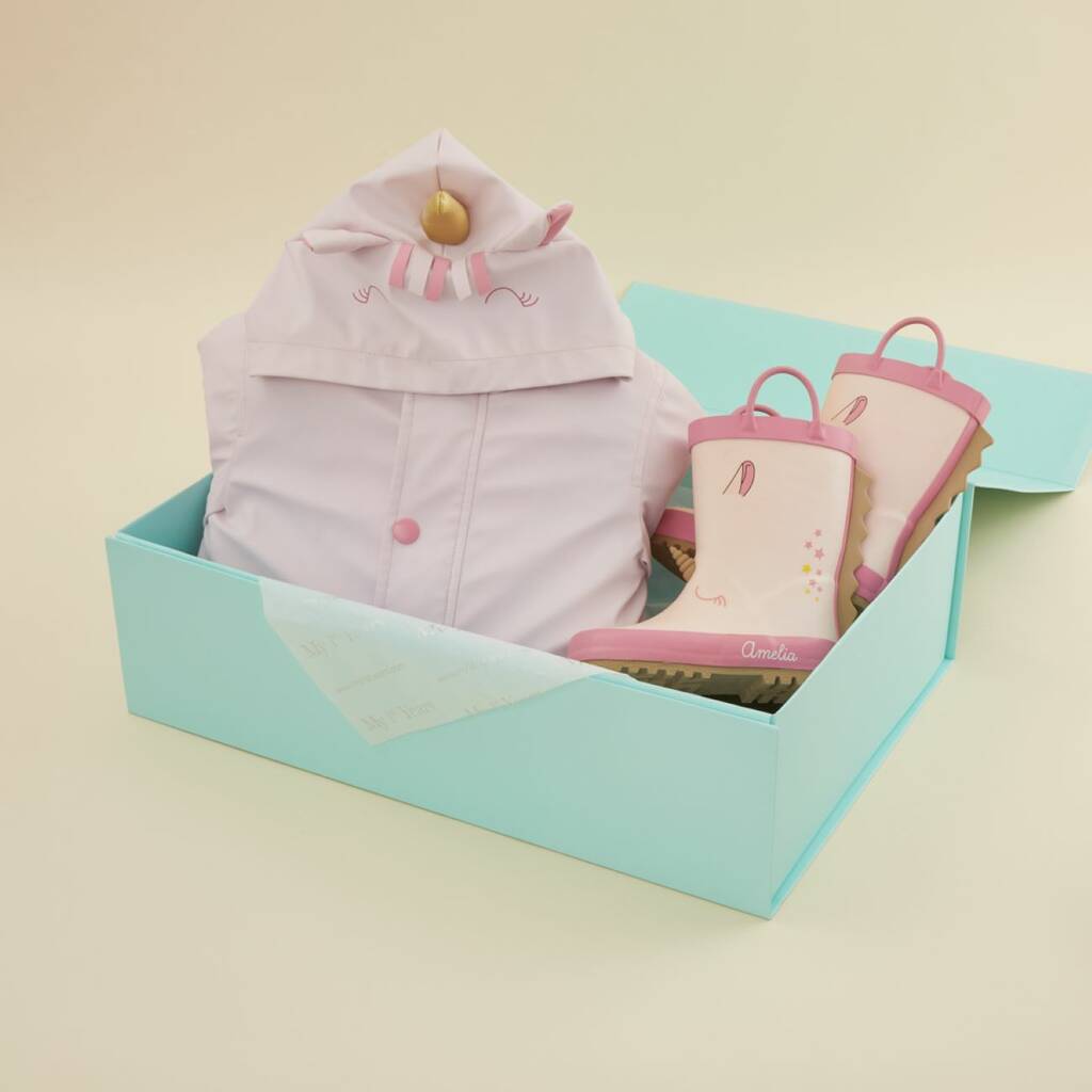 Image of Little Unicorn Raincoat And Wellies Gift Set