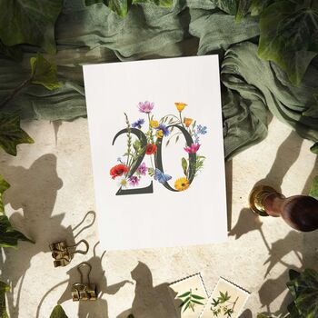 Wildflower Floral Table Number Card, 5 of 7