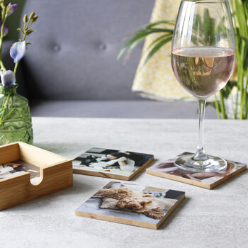 Set Of Bamboo Photo Coasters For Pet Mums, 11 of 12