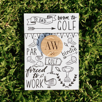 Personalised Oak Golf Ball Monogram Marker, 2 of 3